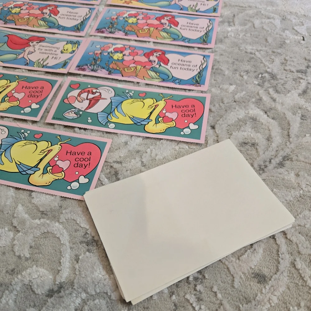9 Vintage 1990s Disney The Little Mermaid Valentine's Day Cards With Envelopes